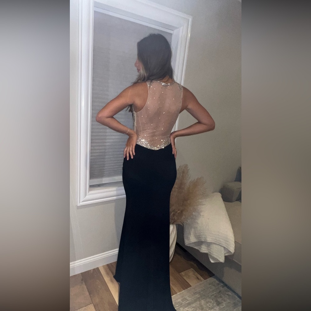 Jovani Elegant Black and Gold Evening Gown